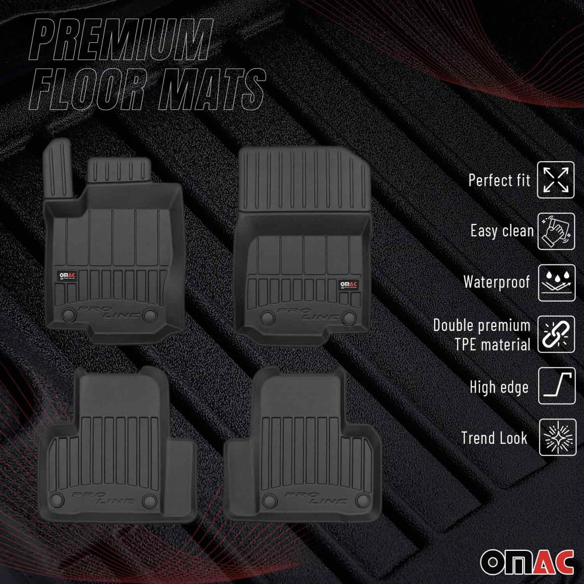 Mercedes M Class W166 Floor Mat - Omac - Premium TPE - Black - '11-'19